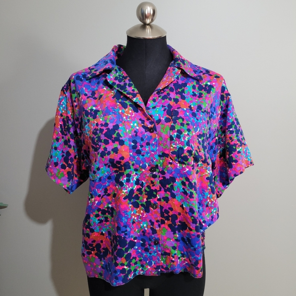 1970s handmade bold print shirt For Camie